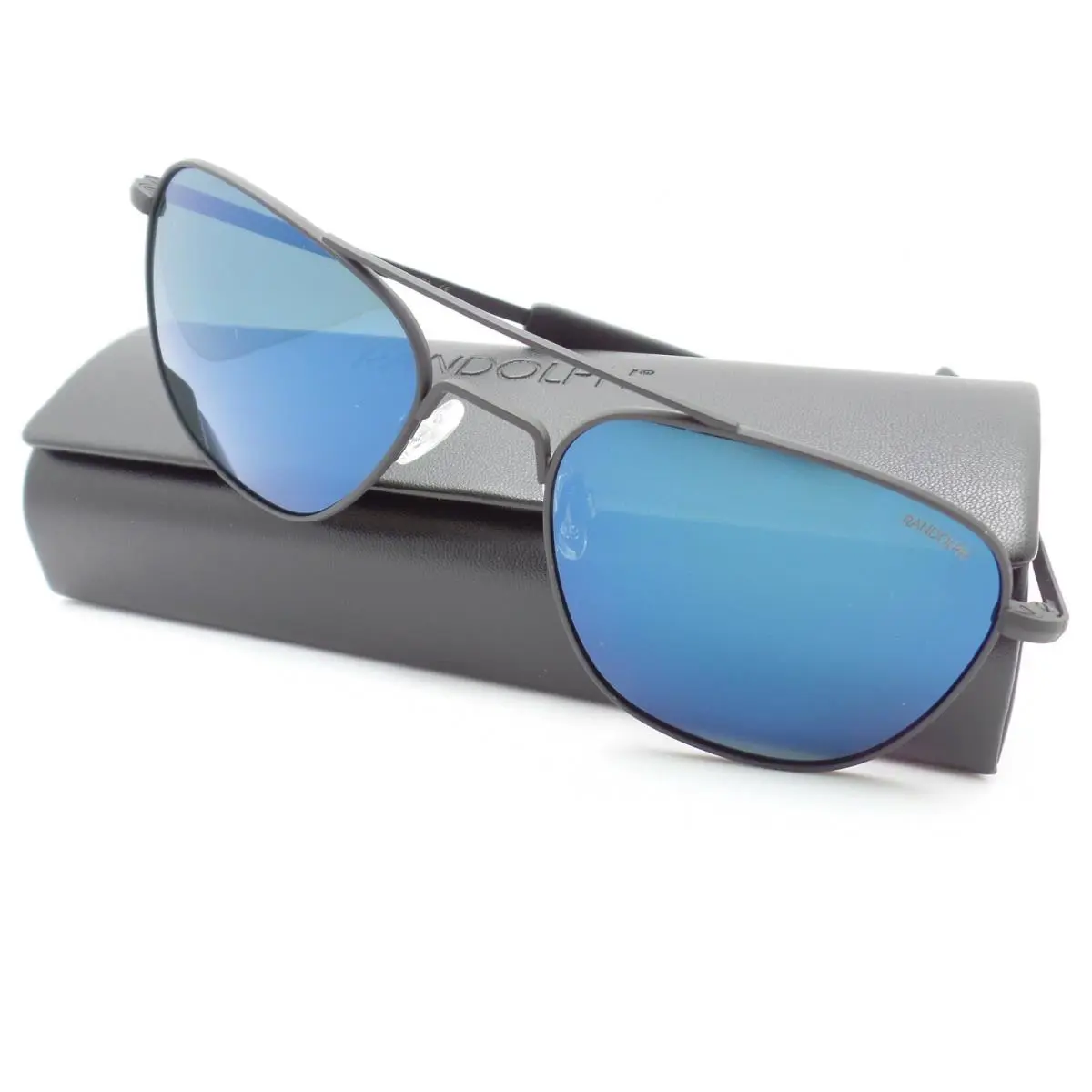 Randolph Aviator Matte Black Cobalt Mirror Polarized 58mm Bayonet AF246