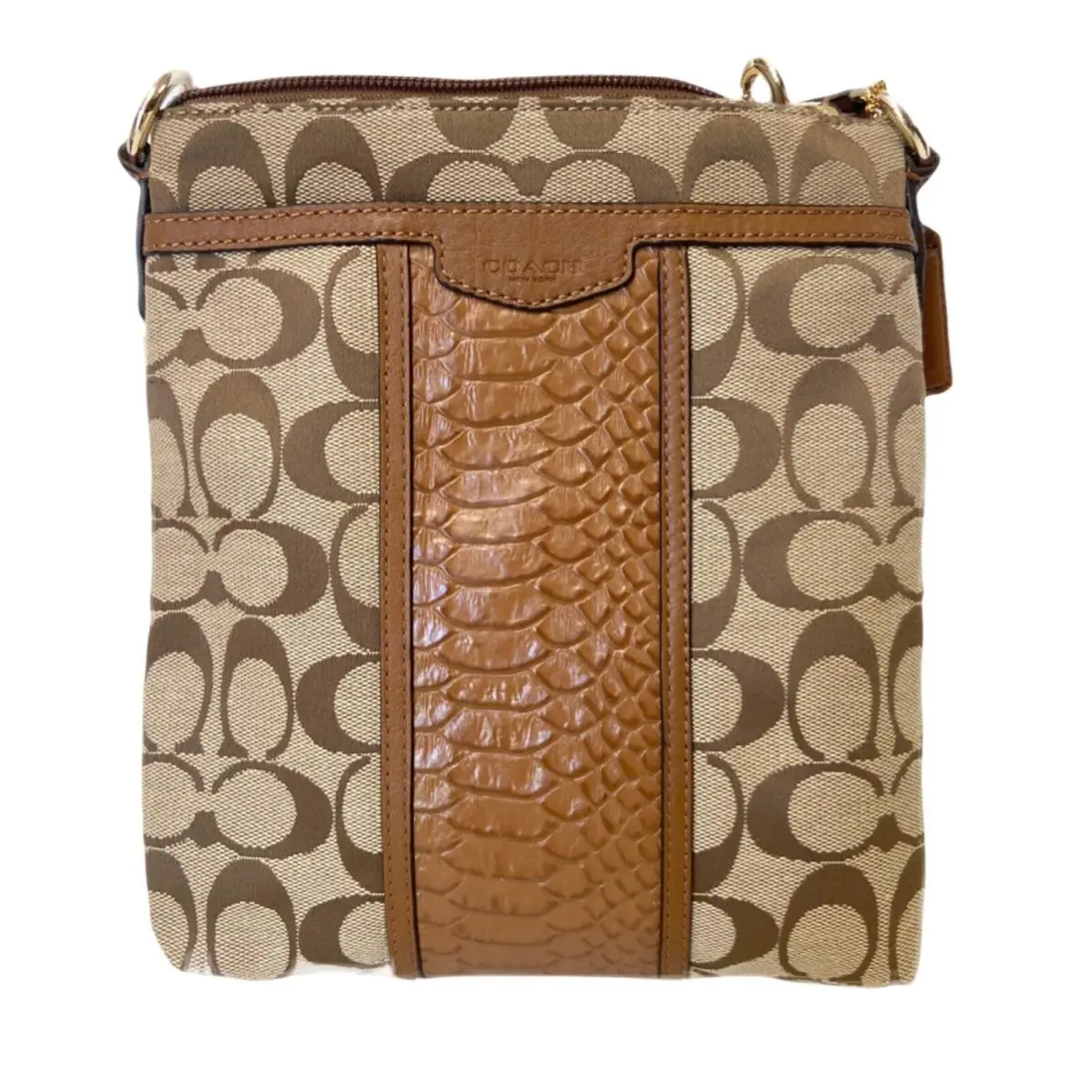 North/south Outline Signature Crossbody Bag Saddle by Coach