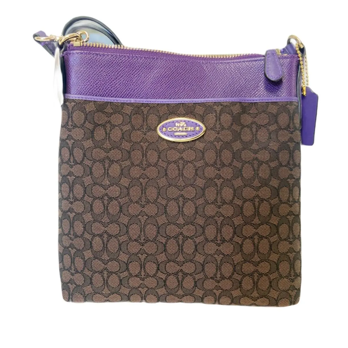 North/south Outline Signature Crossbody Bag Violet by Coach