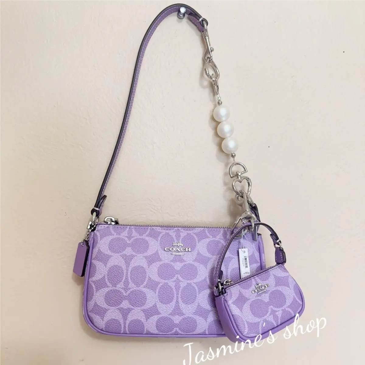 Nolita 19 In Signature Canvas CW426 Purple Iris +charm Opt CW426 bag +mini nolita charm CX067 by Coach