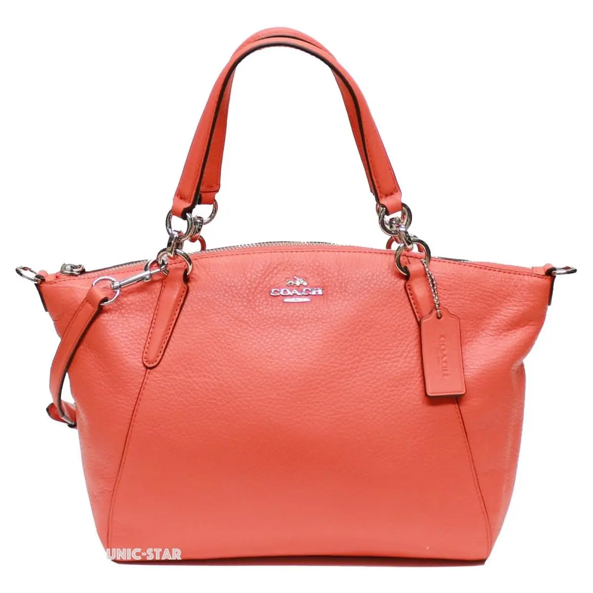 Pebble Leather Signature Kelsey Satchel Bright Orange by Coach
