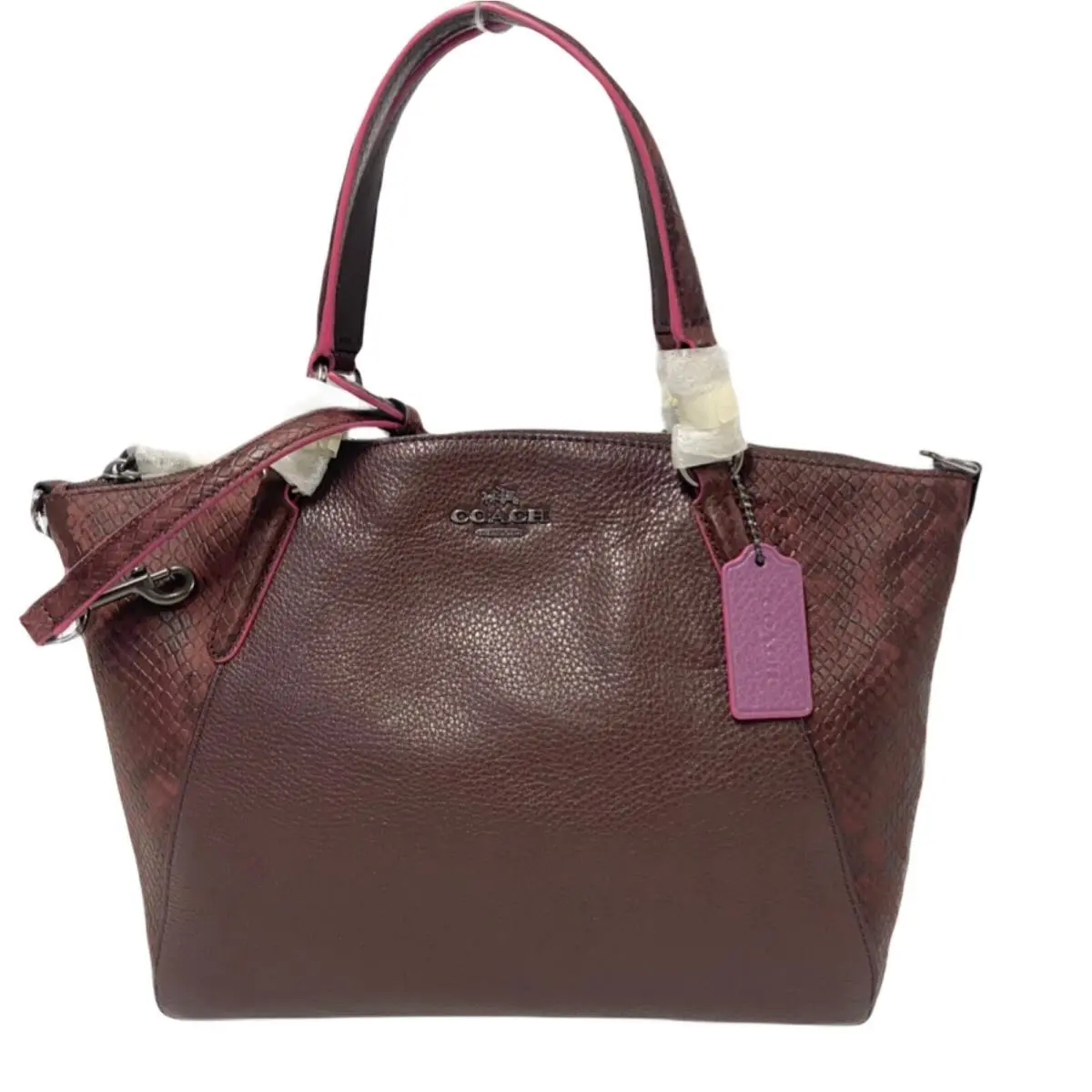 Pebble Leather Signature Kelsey Satchel Oxblood Multi by Coach