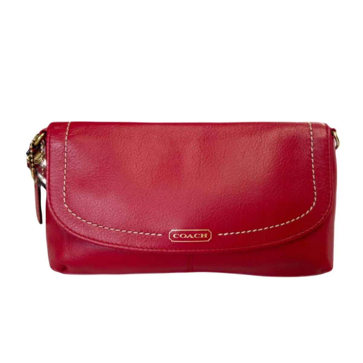 F50183 Campbell Leather Signature Large Wristlet Red by Coach