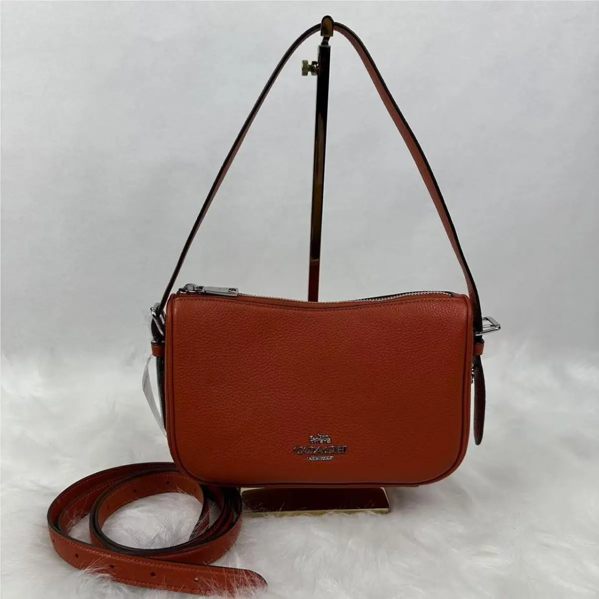 Coach Kailey Shoulder/crossbody Bag In Leather/silver/deep Orange CY707