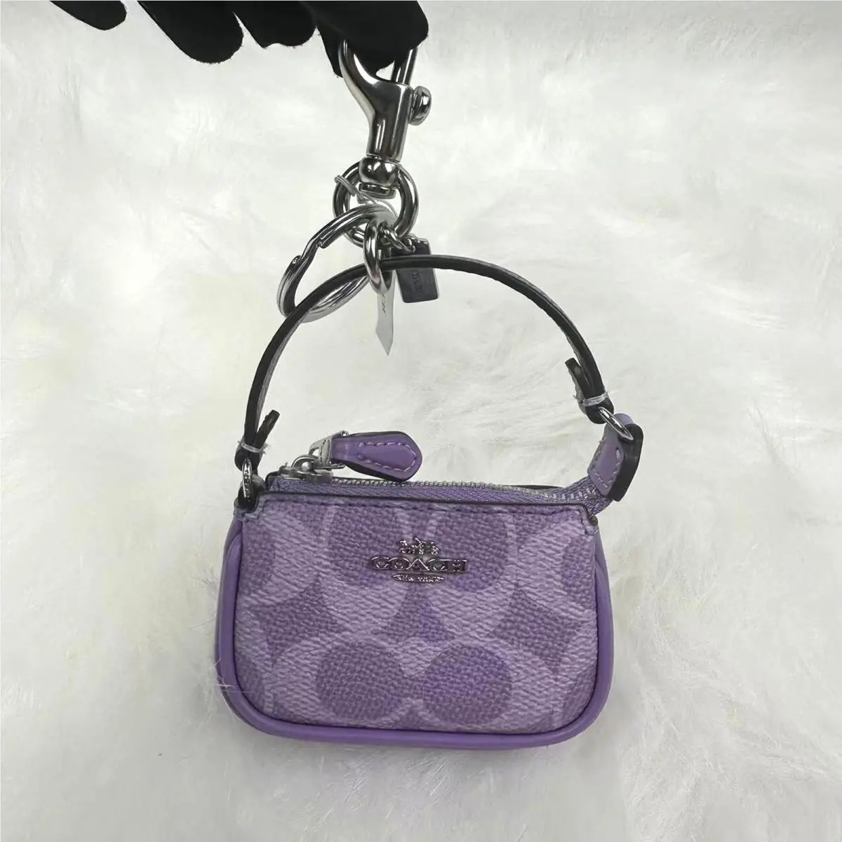 Coach Mini Nolita Bag Charm In Signature Canvas in Iris Purple CX067