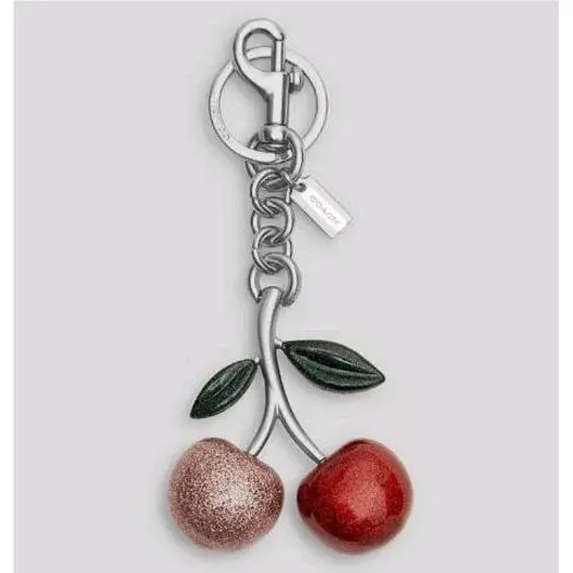 Coach Glitter Cherry Bag Charm Silver Pink Red Multi CR431