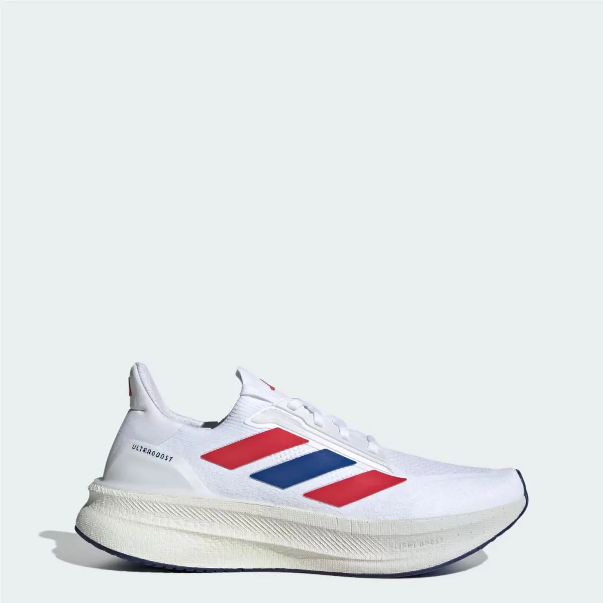 Men`s Adidas Ultraboost 5X Running Shoes White / Blue / Red Sz 7 JH9040