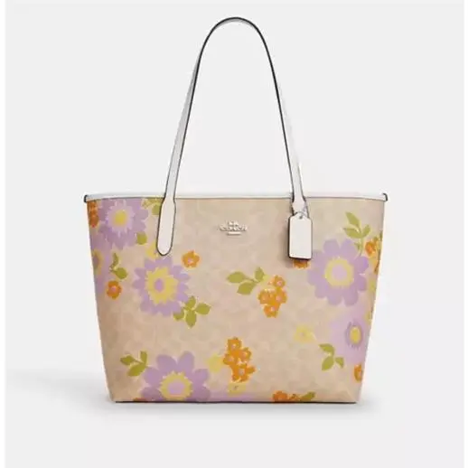Coach City Tote in Signature Canvas with Floral Print