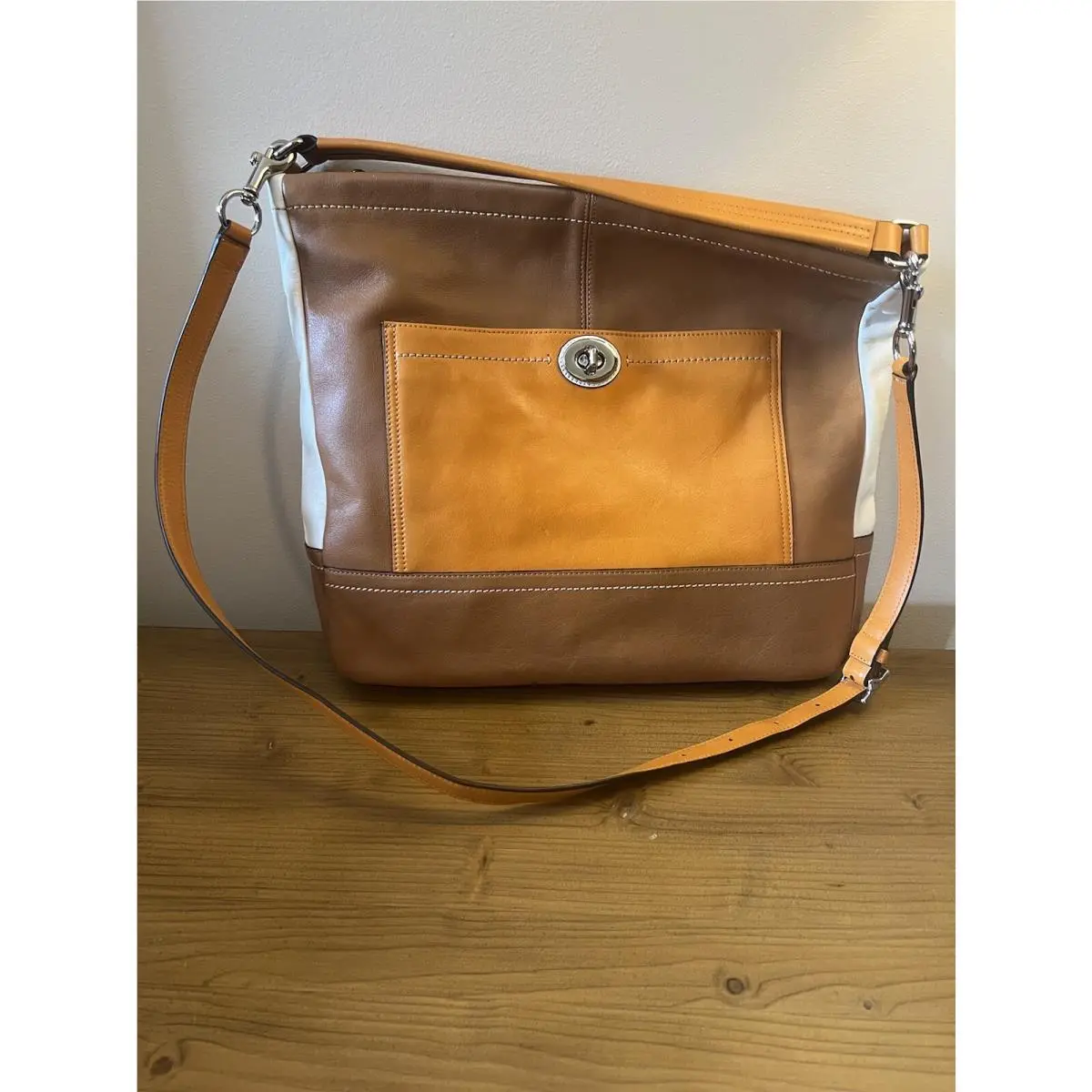 Coach Park Colorblock Brown Leather Hobo Bag 13.5 L x 3 W x 12.5 H Tote
