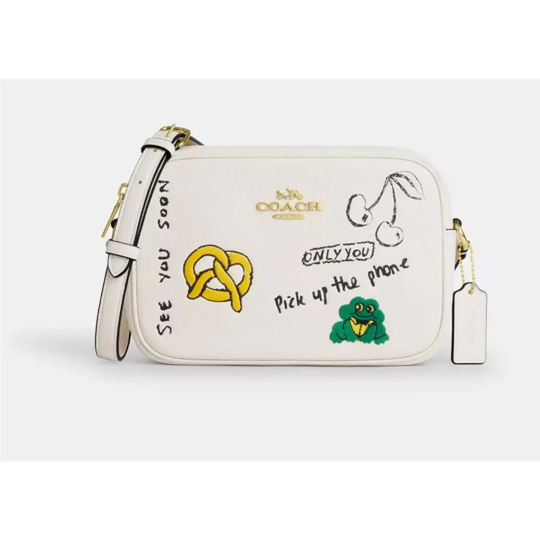 Coach Chalk Multi Jamie Sketch Print Refined Pebble Leather Camera Bag CAT02