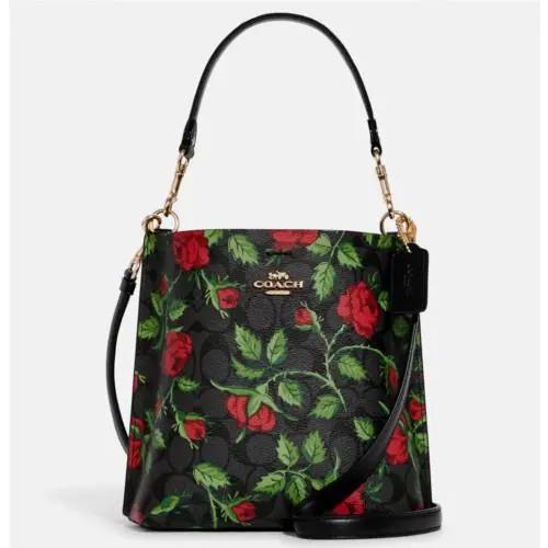 Coach Mollie Bucket Bag 22 In Signature Canvas with Fairytale Rose Print