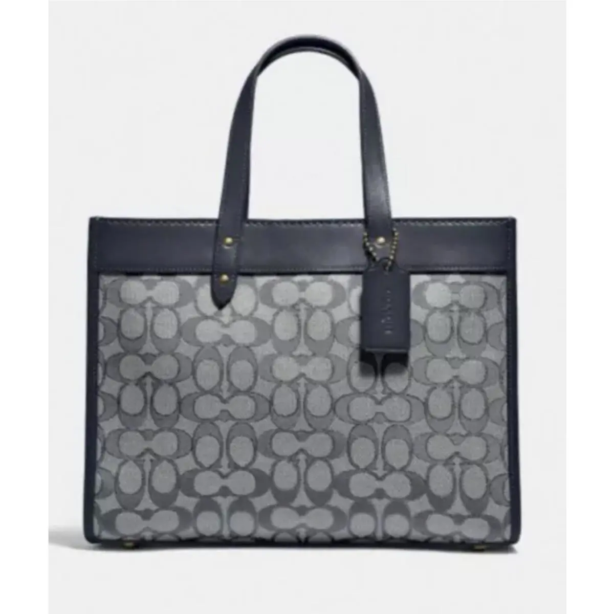 Coach Signature Jacquard Field Tote 30 in Midnight Blue Leather Crossbody