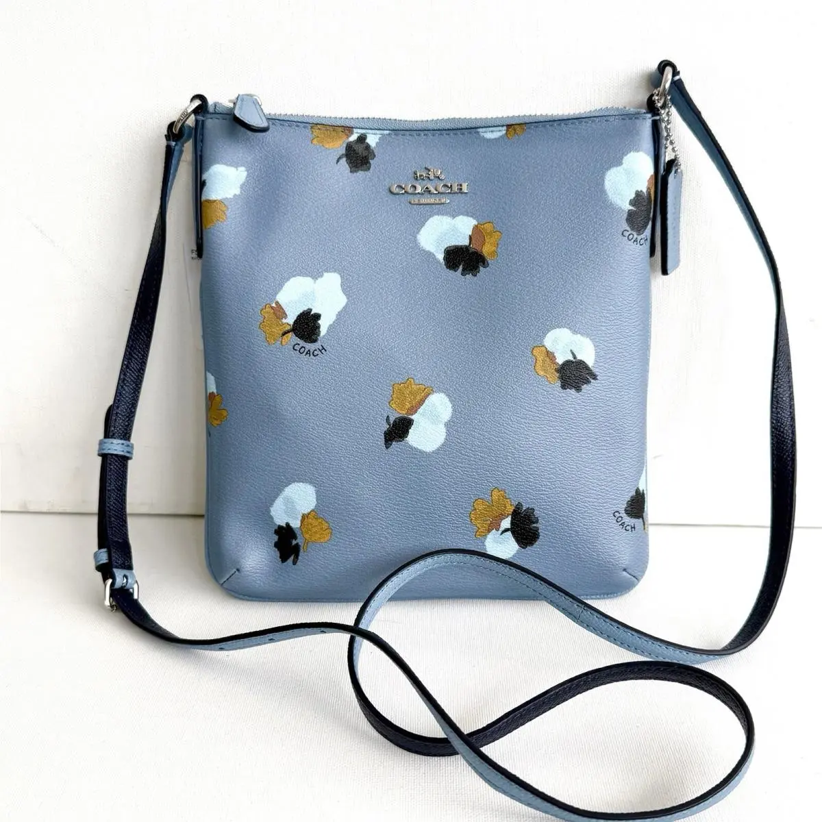 North South Crossbody In Field Flora Print Coated Canvas F59848 Blue by Coach