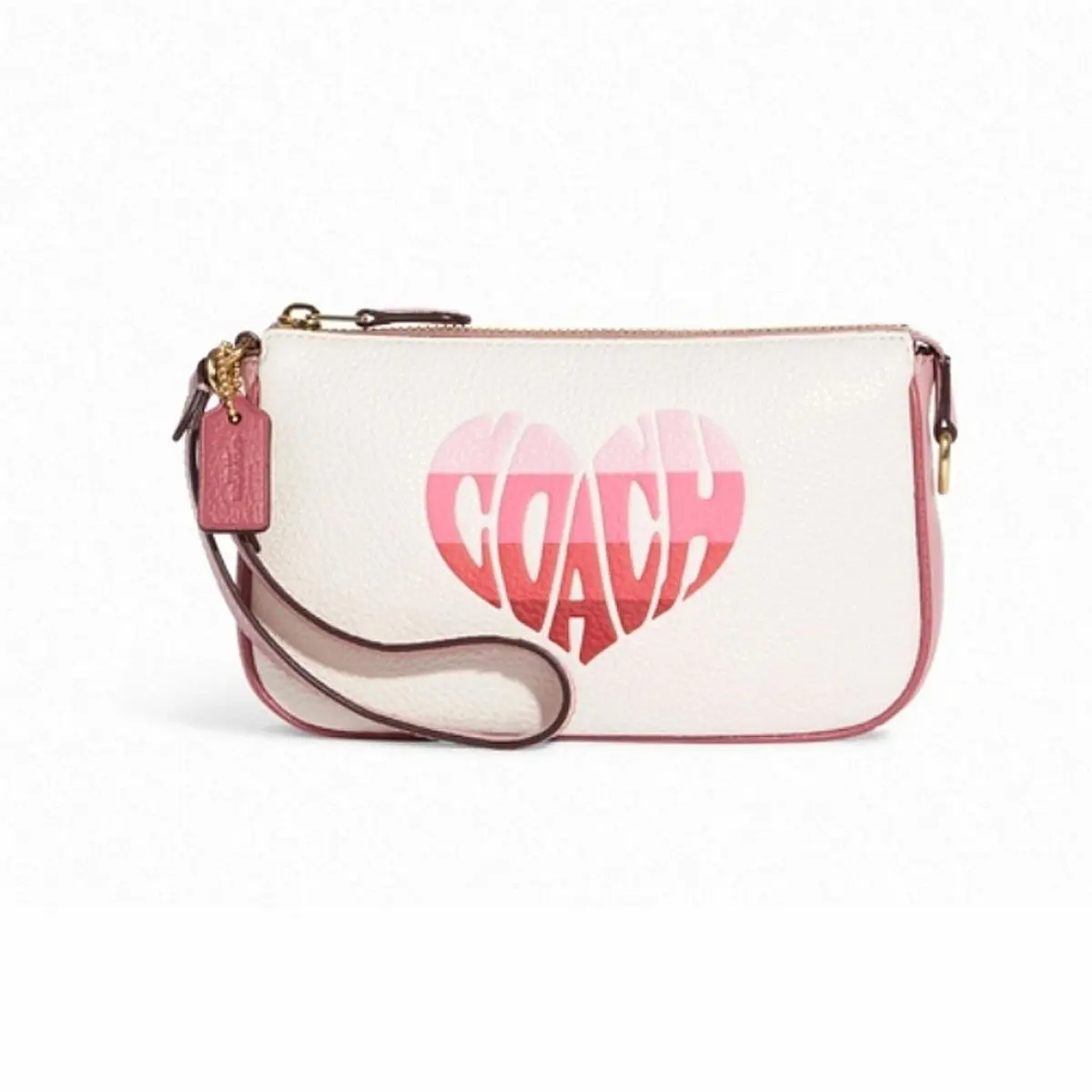 Coach Stripe Heart Leather Nolita 19 Purse Bag IN Colors: Gold/chalk Valentine