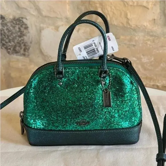 Coach X Wizard Of OZ Glitter Micro Sierra Satchel Emerald Crossbody Bag 39497