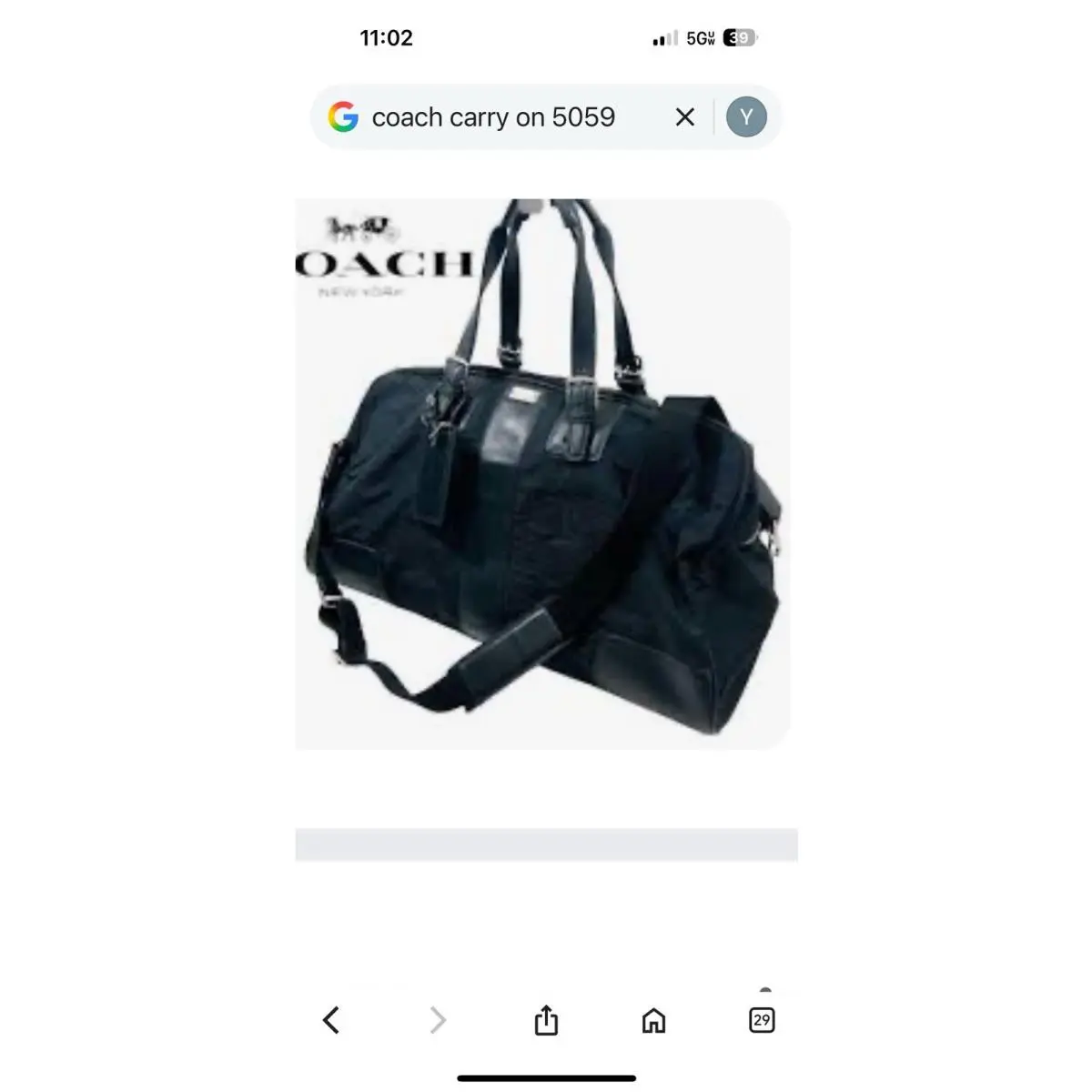 Vintage Coach Carry On Bag Tote Weekender. 5059 Black