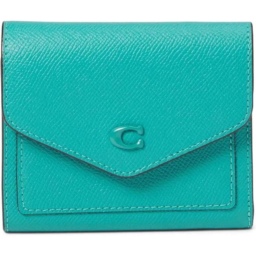 Coach Cross Grain Leather Wyn Small Wallet Bright Green