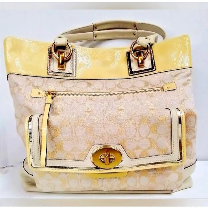 Coach Penelope Tote with Ivory Leather Trim