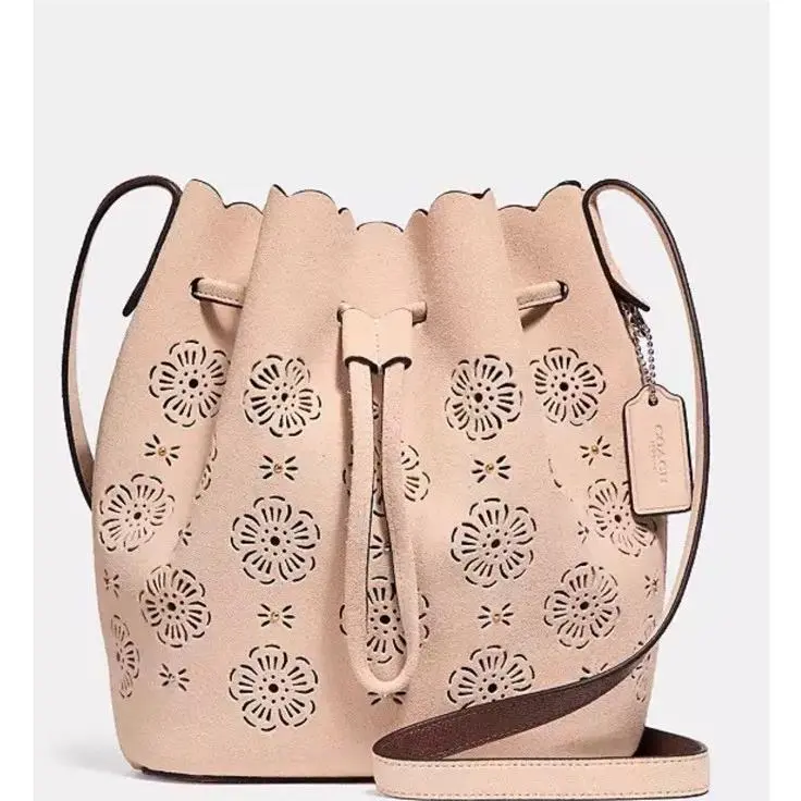 Coach Mini Bucket Suede Bag with Cut Out Tea Rose 25193 Beechwood