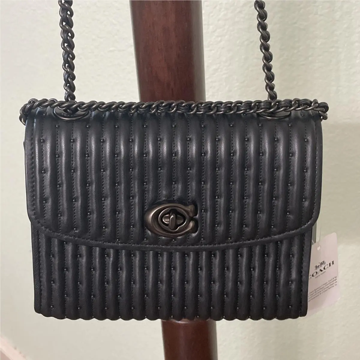 Coach Parker 18 76029 Quilted Leather Black/pewter Shoulder Bag