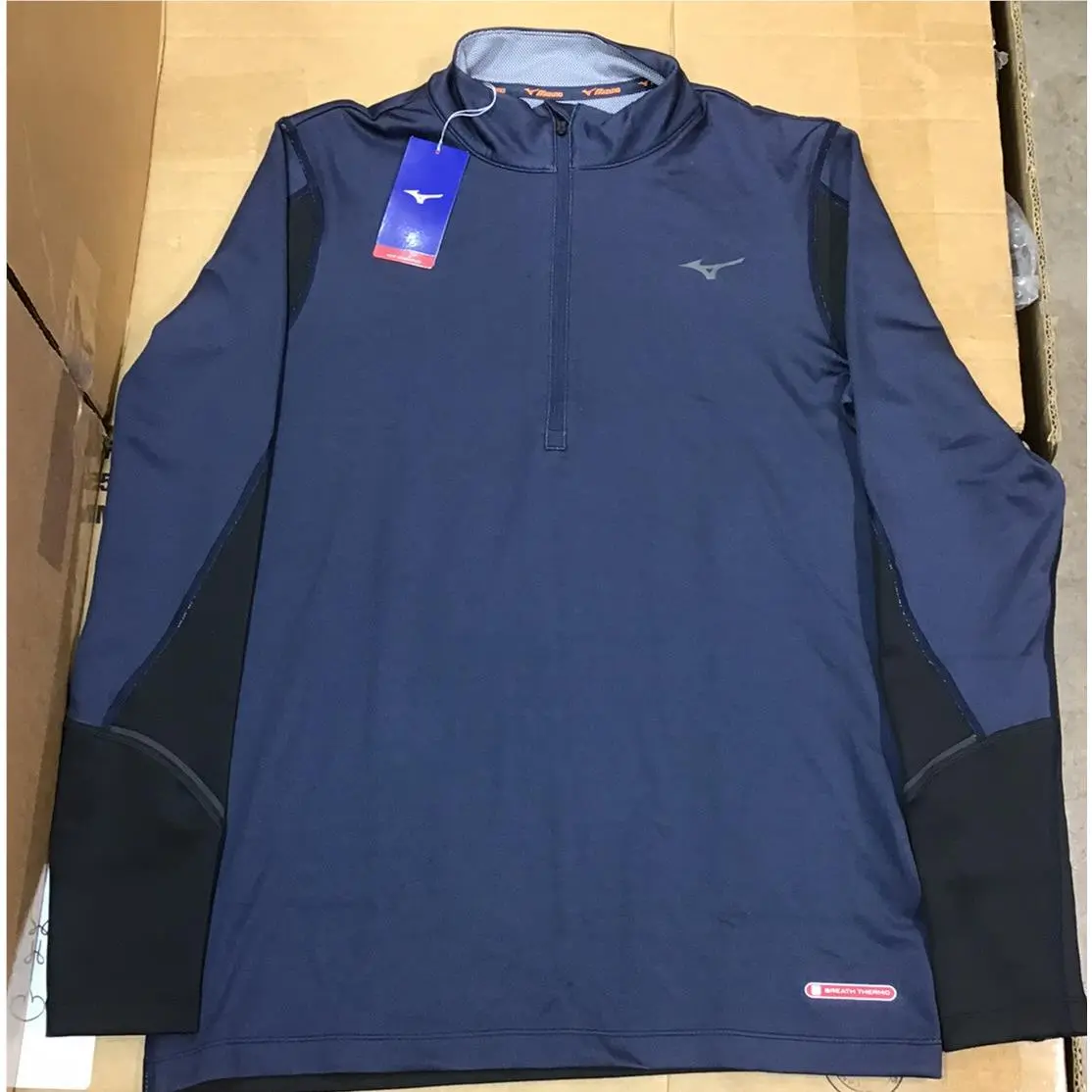 Mizuno Men’s Top Breath Thermo Half Zip Indigo Black Long Sleeve Jacket Y22