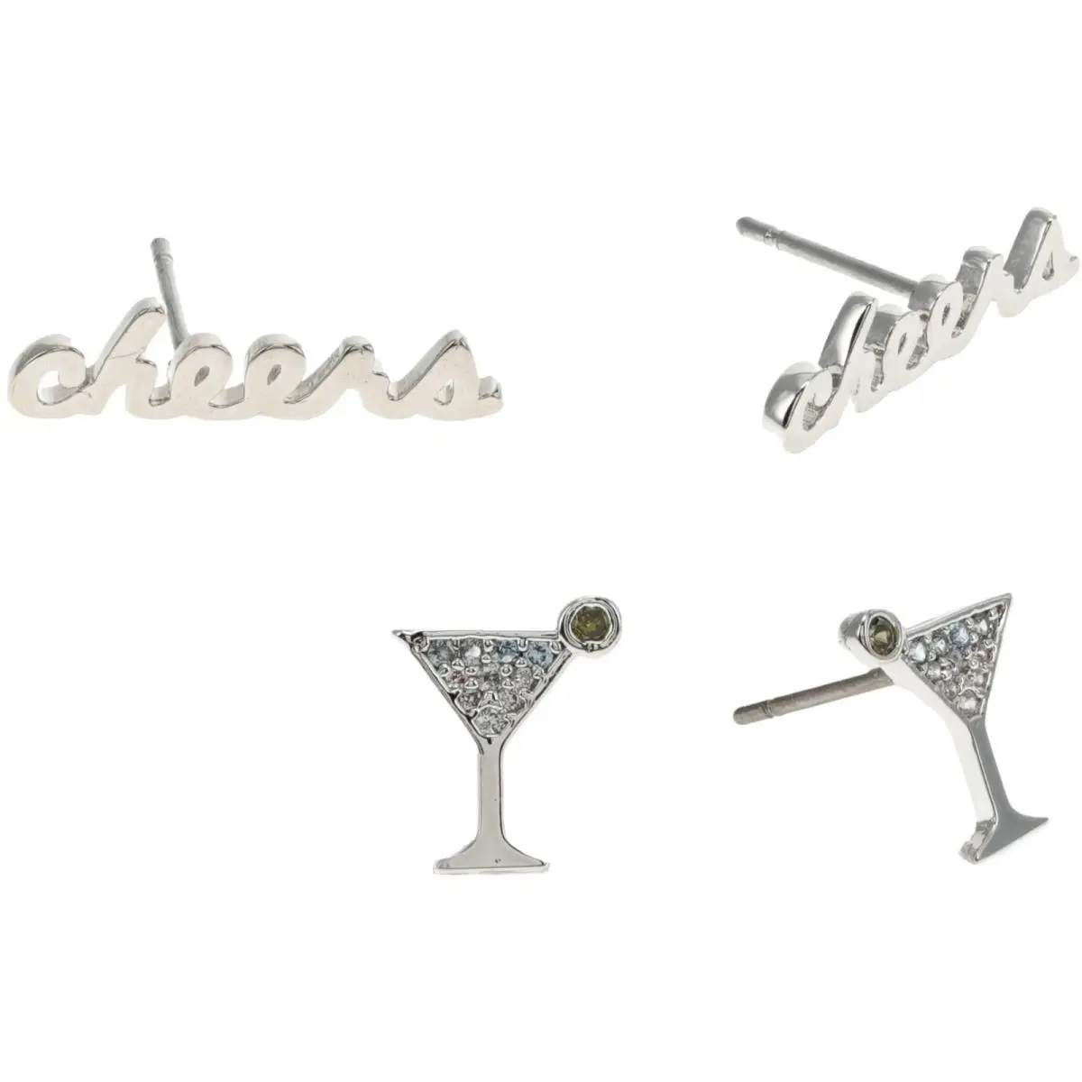 Kate Spade New York Say Yes Cheers Studs Set Clear/silver One Size