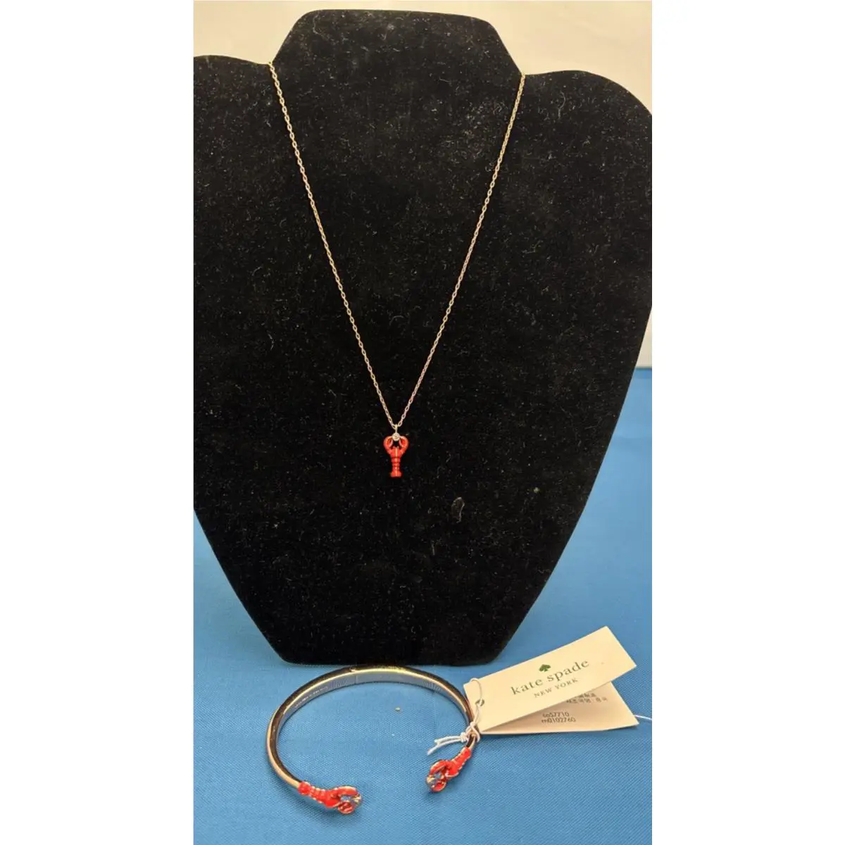 Kate Spade Love Lobster Rose Gold Necklace and Bracelet Set New York