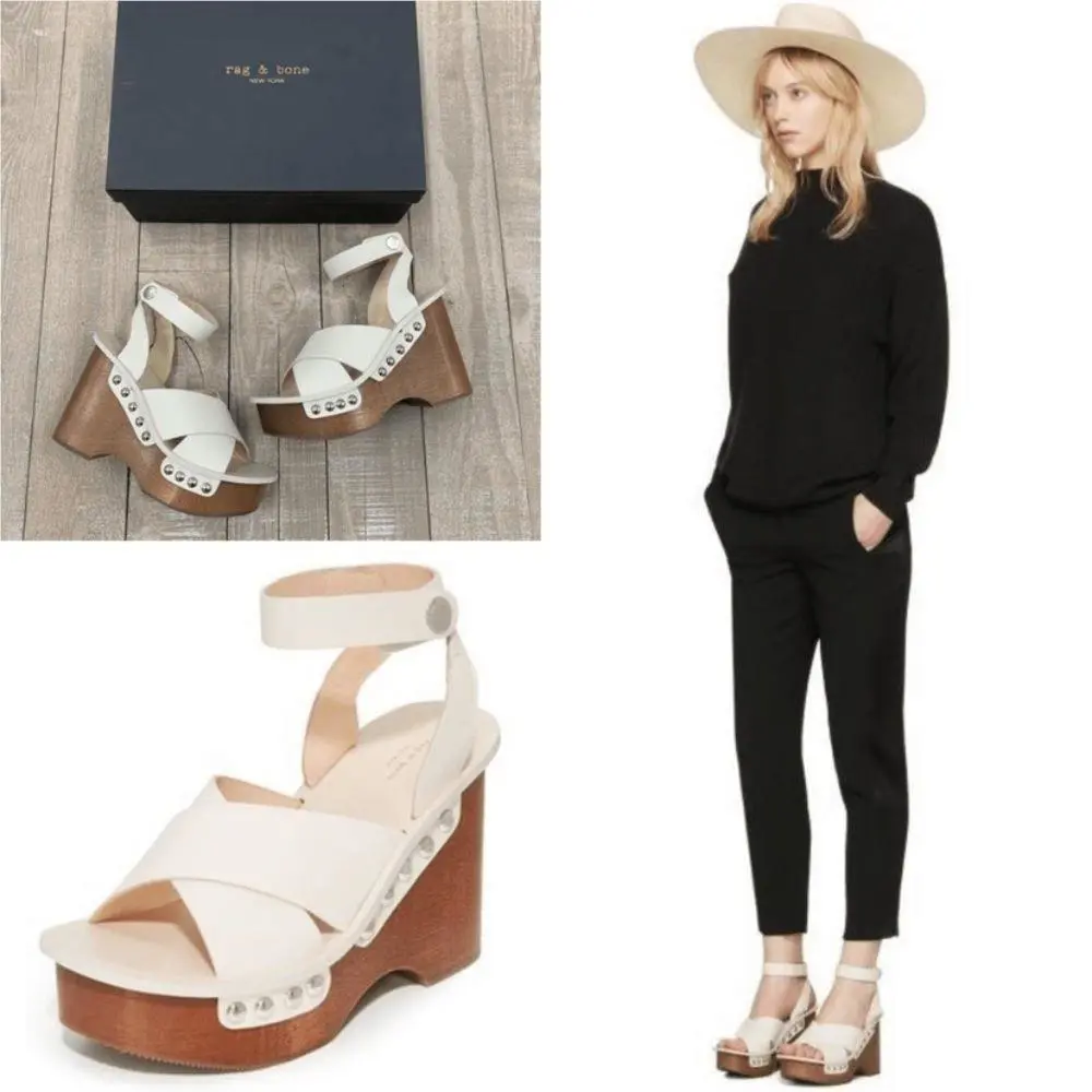 Rag Bone Hester Platform Sandals Ivory 9.5 Msrp: