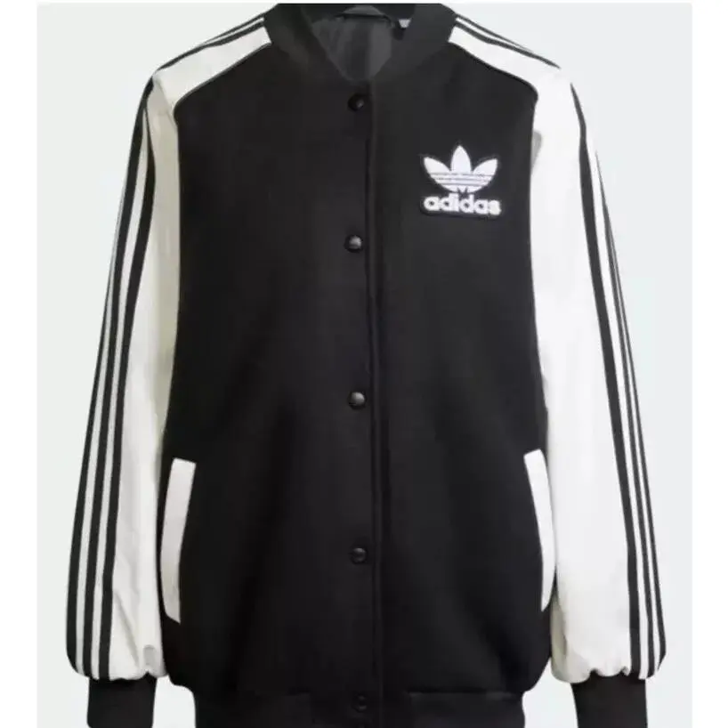 Adidas Sst Oversized Varsity Jacket Black White Size M Women’s IR5519