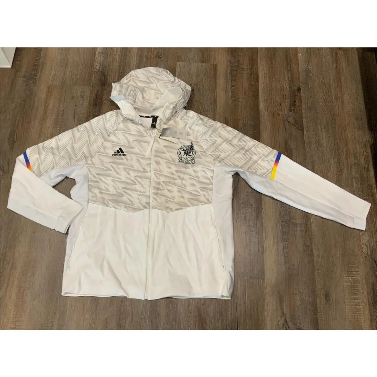 Adidas 2022 Mexico Game Day Full Zip Hoodie Sweatshirt White IC4450 Mens Sz XL
