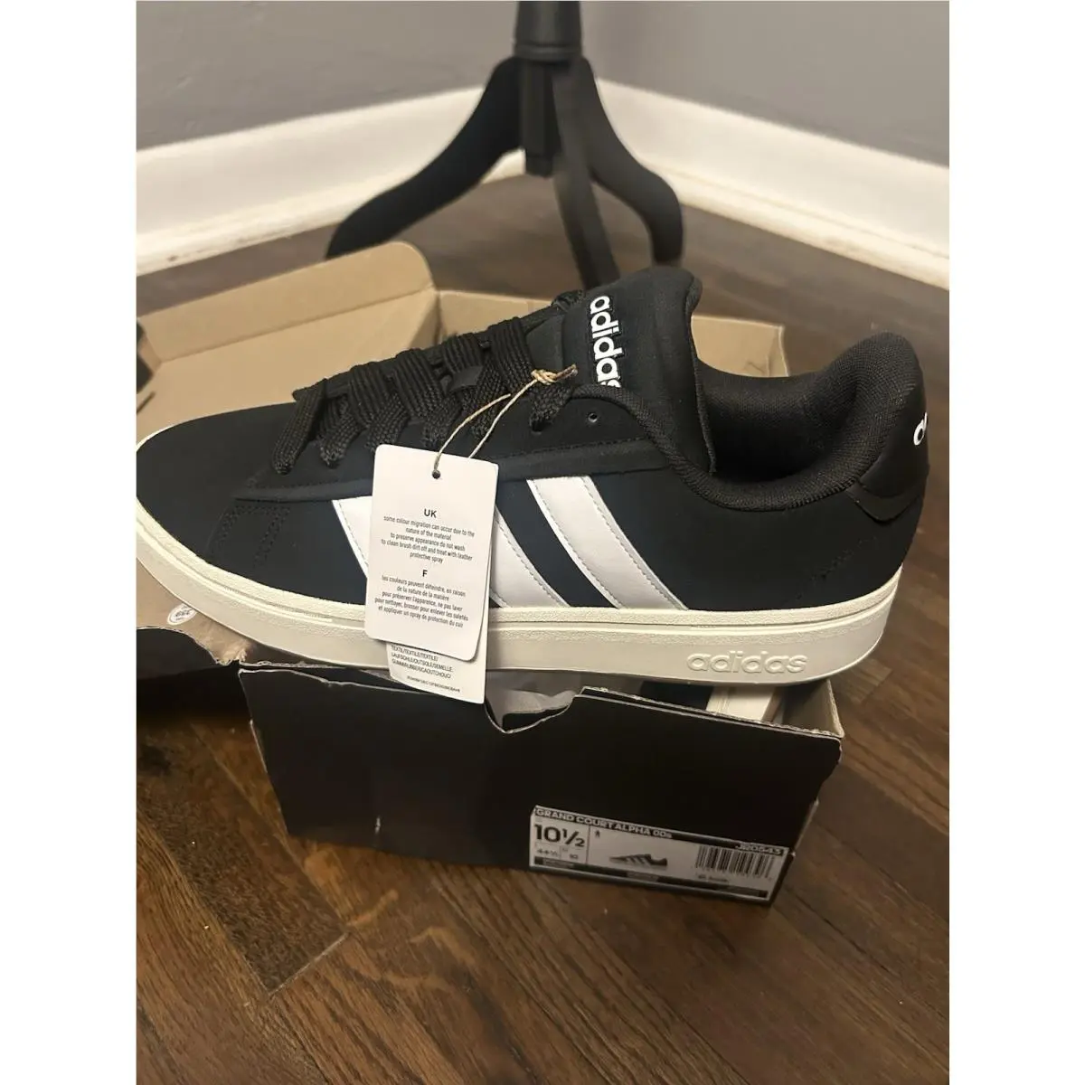 Adidas Grand Court Alpha Men’s Black and White Sneakers Size 10.5