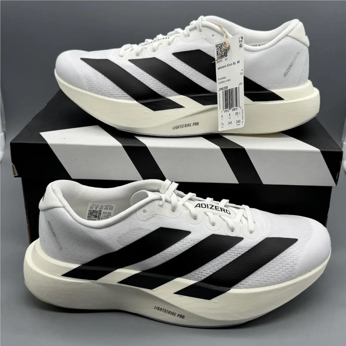 Adidas Adizero Evo SL Women’s 7.5 Running Training Gym Shoes Black White