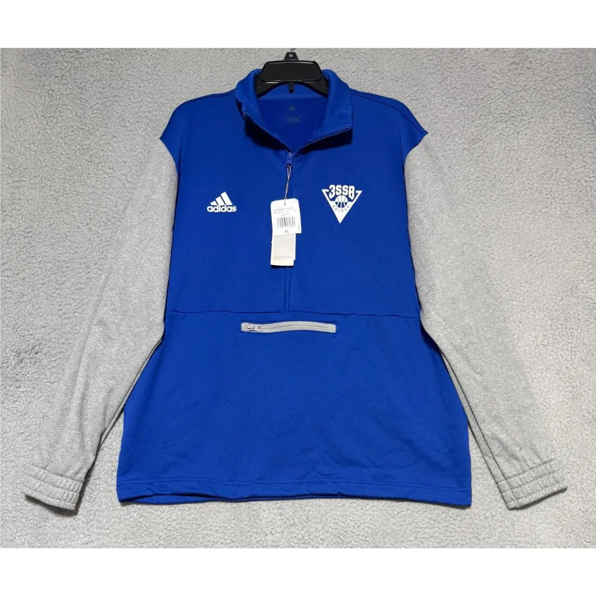 Adidas 3SSB 1/2 Zip Fleece Blue Gray Sweatshirt Mens XL HI0696