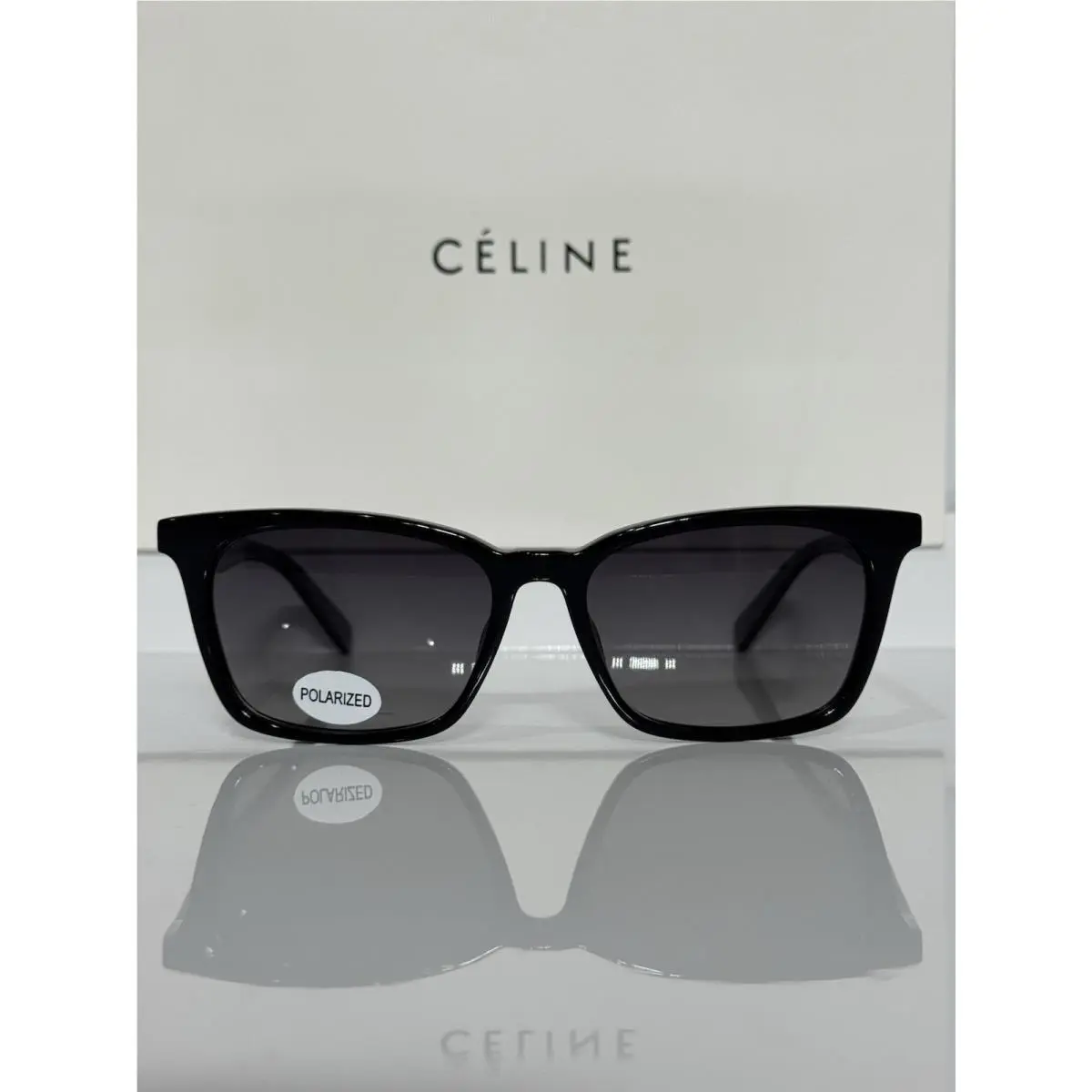 Celine CL 41345 Black Acetate Unisex Custom Polarized Gray Gradient Sunglasses
