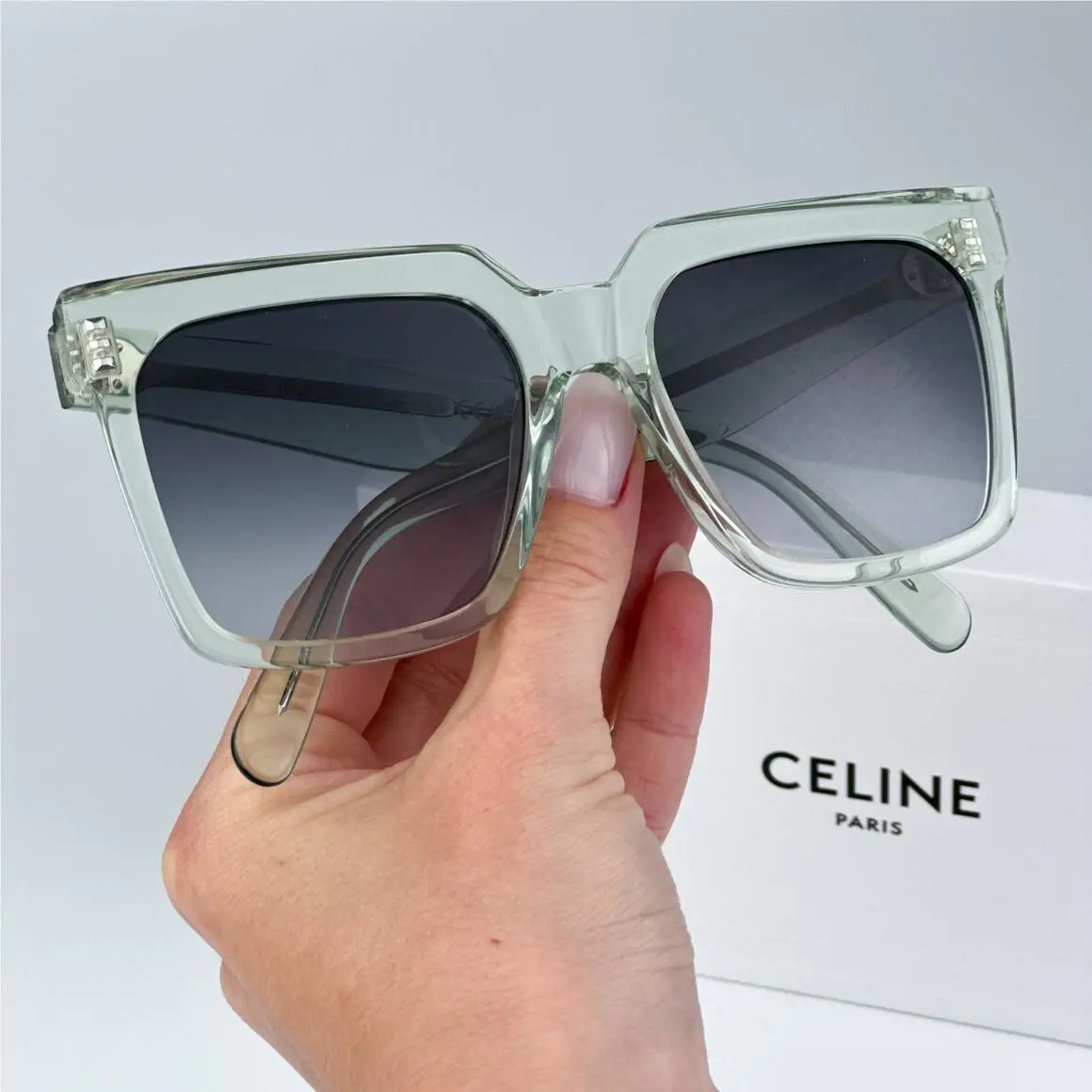 Celine Women Sunglasses Transparent Green Gradient Smoke CL4055IN 93B