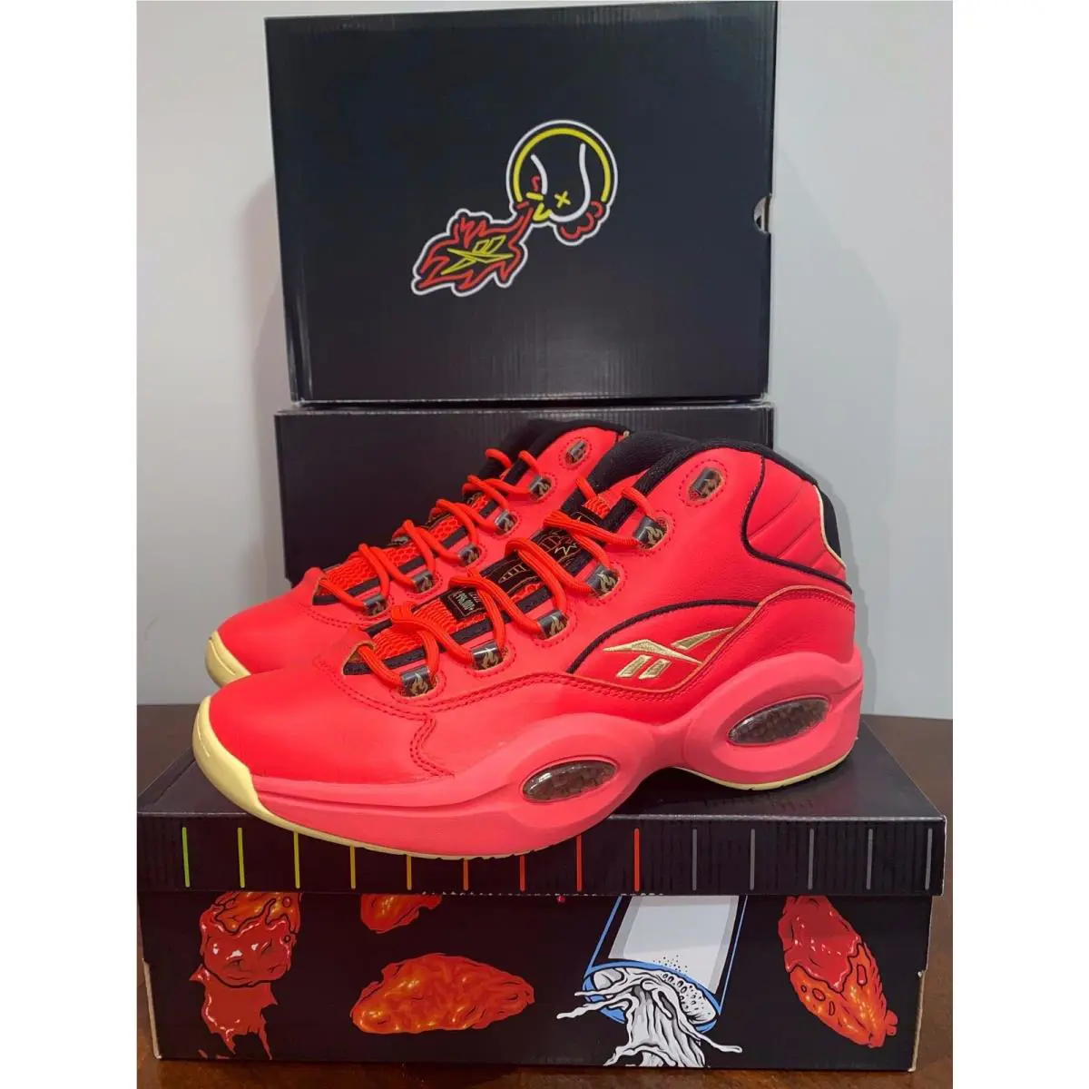 Reebok shoes - Reebok Question Mid - Question Mid - GV7093 - Red / Black / Yellow Filament, Manufacturer: Red / Black / Yellow Filament 2