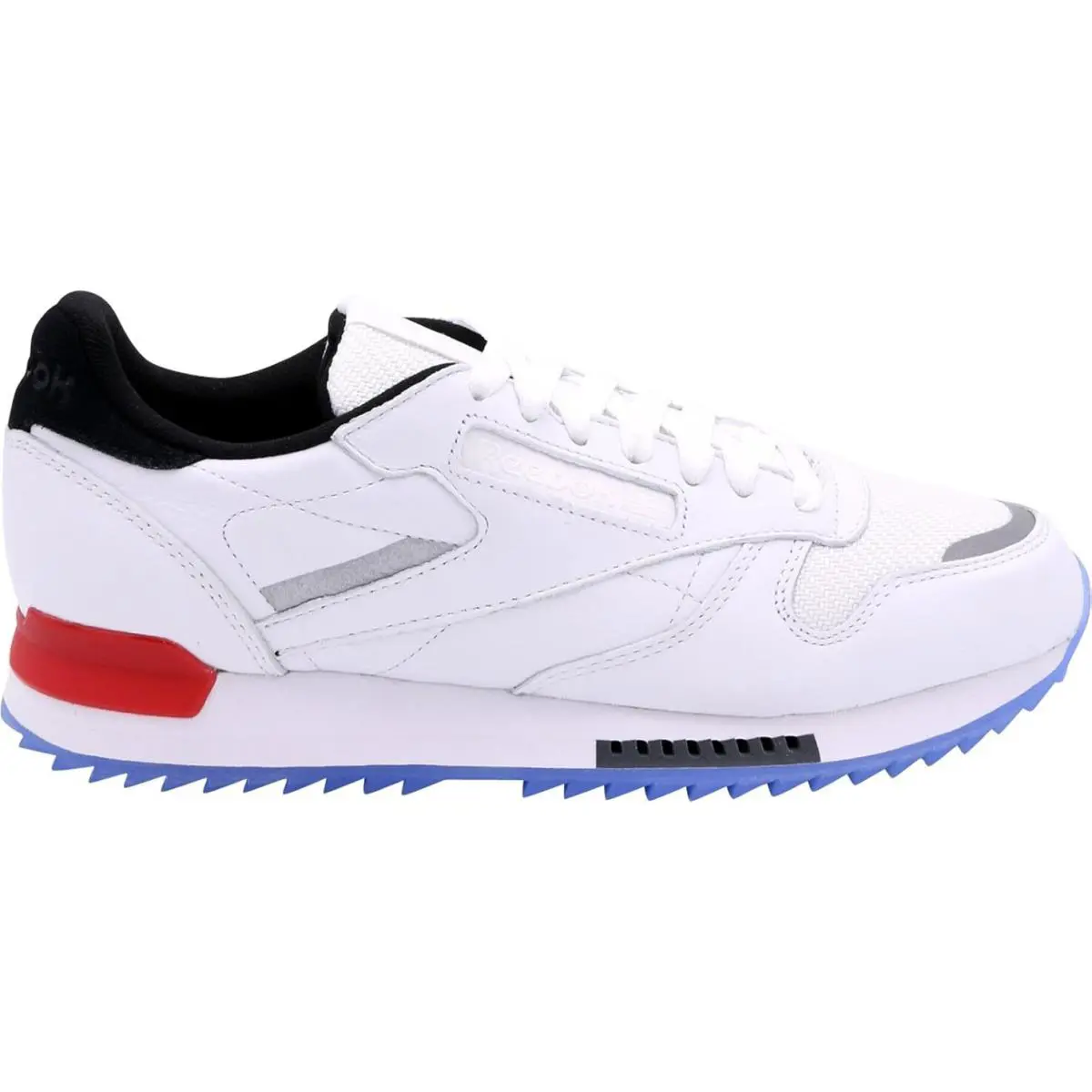 Reebok Mens Classic Leather Ripple Sneaker White Black Red All Sizes - White