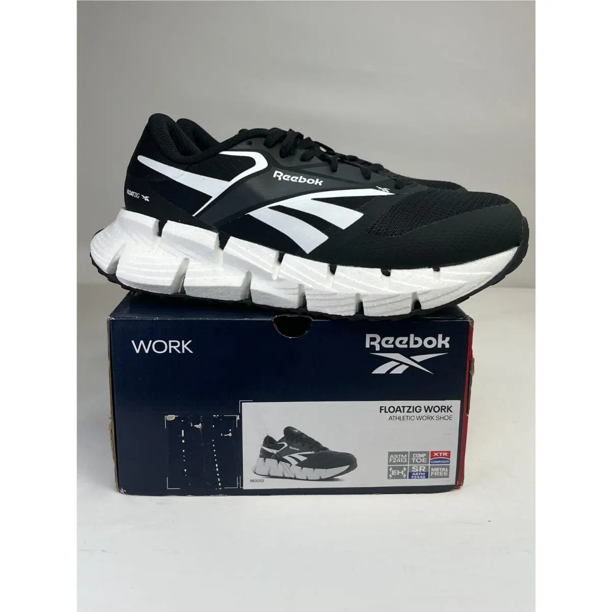 Reebok Floatzig RB3033 Mens Black Composite Toe Athletic Work Shoes Size 7M