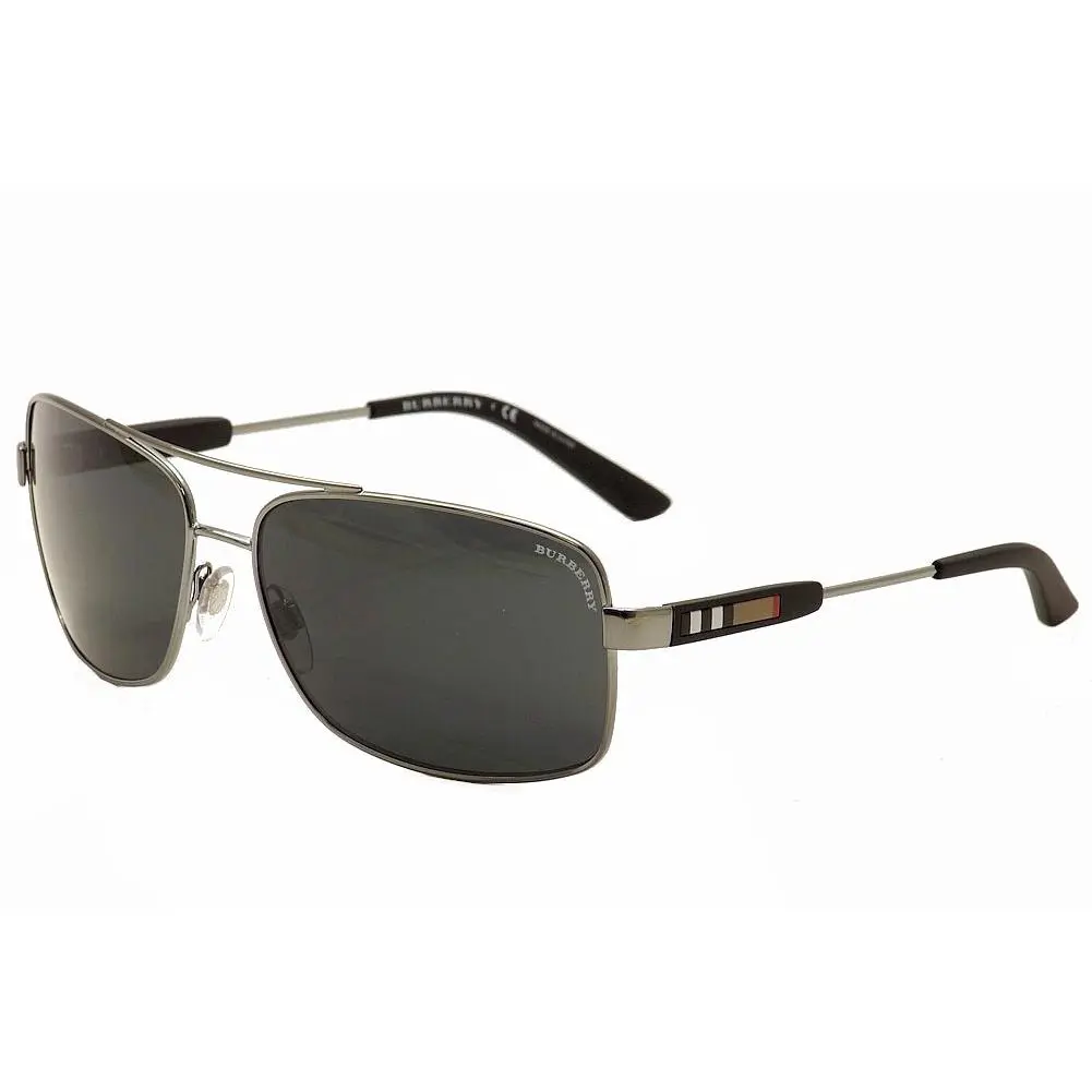 Burberry Men`s BE3074 BE/3074 1003/87 Sunglasses Gunmetal/grey Lenses Pilot 63mm