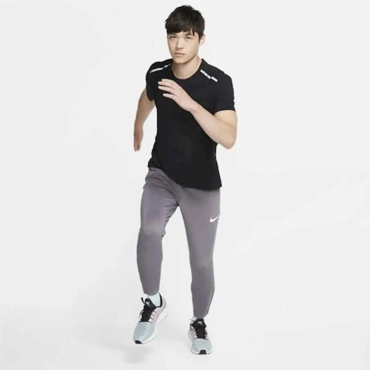 Nike Tech Pack SS Running Top Pocket Tee T Shirt Black Gray Reflective Small