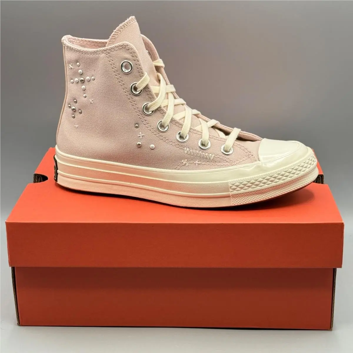 Chuck 70 Women`s 6 Hi Top Sneakers Pink Pearl Beaded A12511C by Converse
