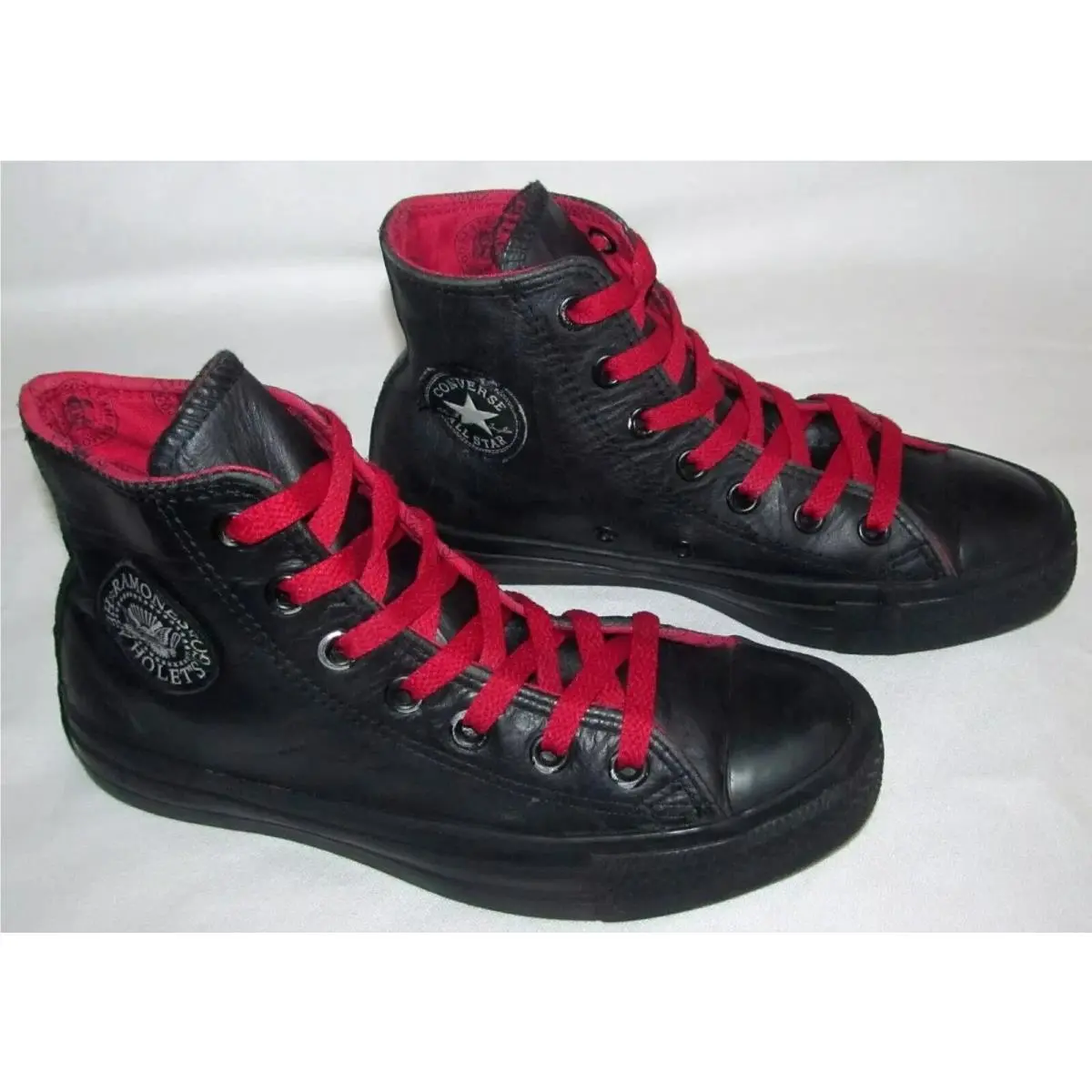 Converse All Star Ramones Hey Ho Leather Hi High Tops Shoes Men`s Sz 5 Wmns 7