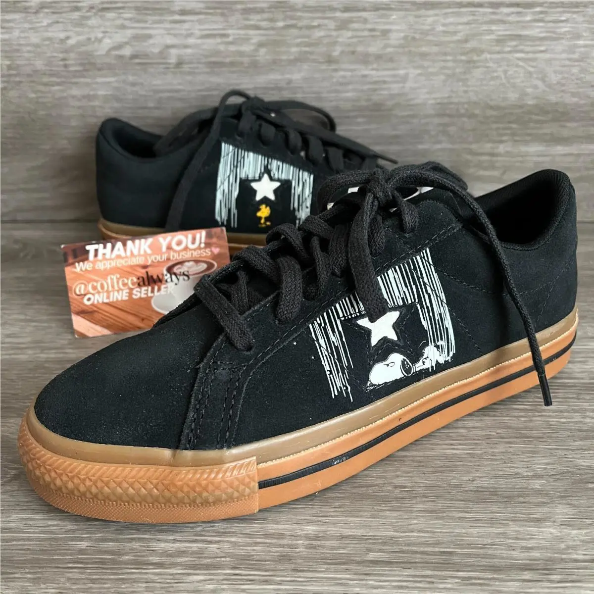 Converse Peanuts Snoopy Woodstock One Star Black Gum Size 6.5 Women`s