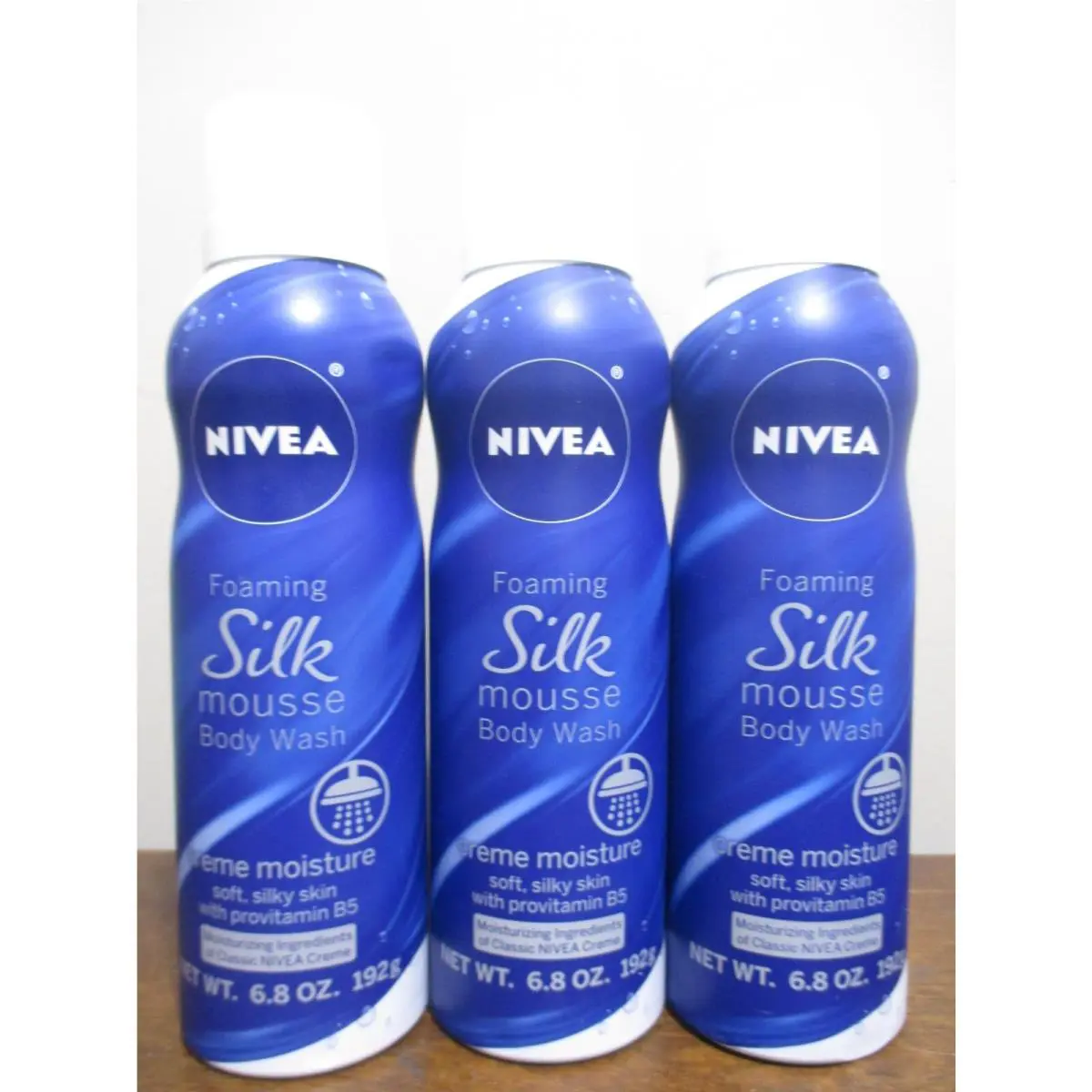 3x Nivea Foaming Silk Mousse Body Wash Creme Moisture 6.8 oz Each Vitamin B5