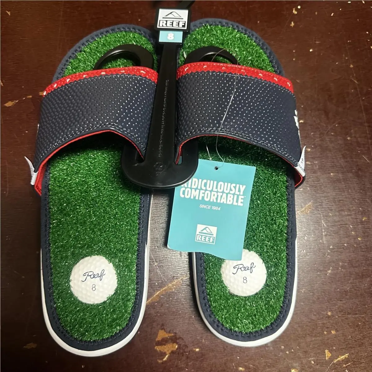 Mulligan Golf Slide Sandals Patriotic CJ5854 Men`s 8 by Reef