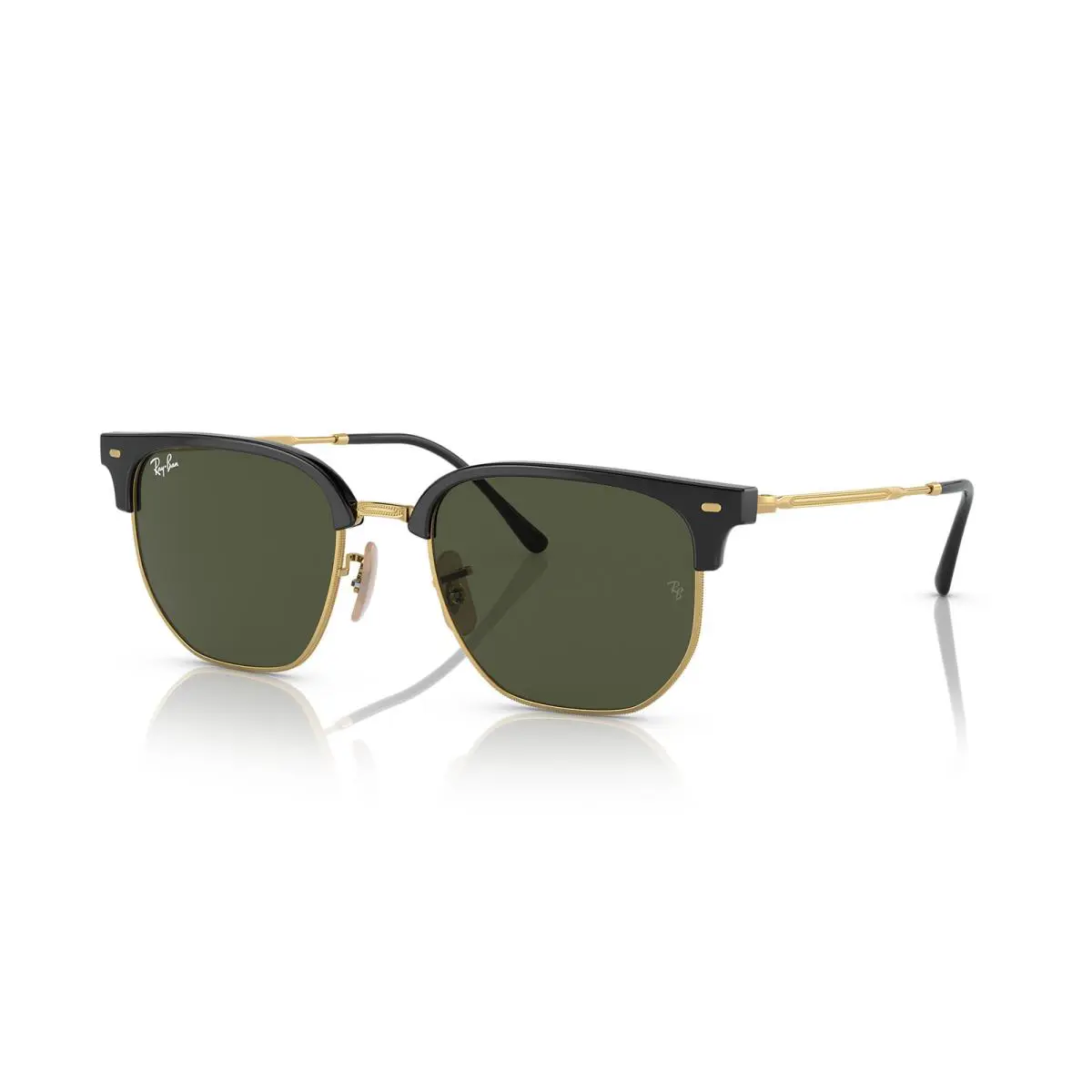 Ray-ban New Clubmaster Clubmaster Black On Gold/green Classic 53mm Sunglasses RB4416 601/31 - Frame: Polished Black On Gold, Lens: Green