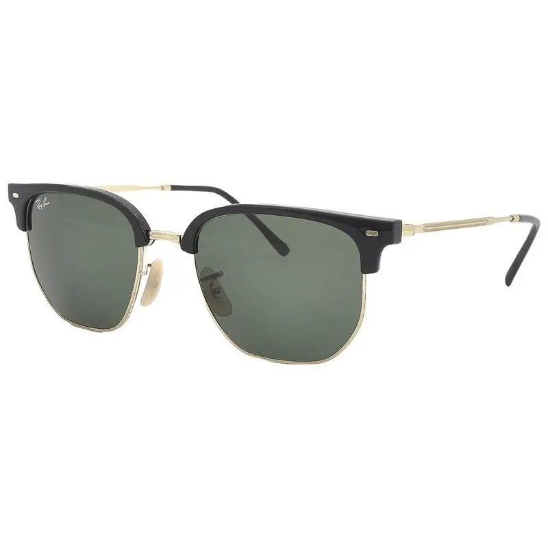Ray-ban New Clubmaster Clubmaster 53mm Black Gold Green Sunglasses - RB4416-601-3153 - Polished Black On Gold / Green, Frame: Black, Lens: Green