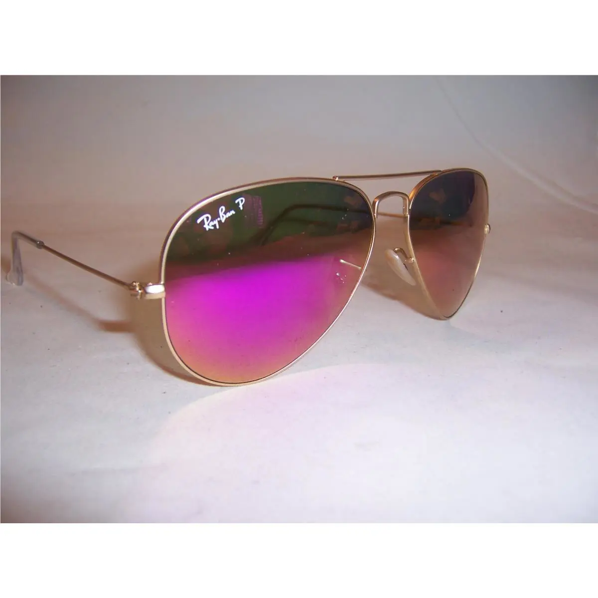 Ray Ban Aviator Sunglasses 3025 112/1Q Gold/ Fucsta Mirror 58mm Polarzied