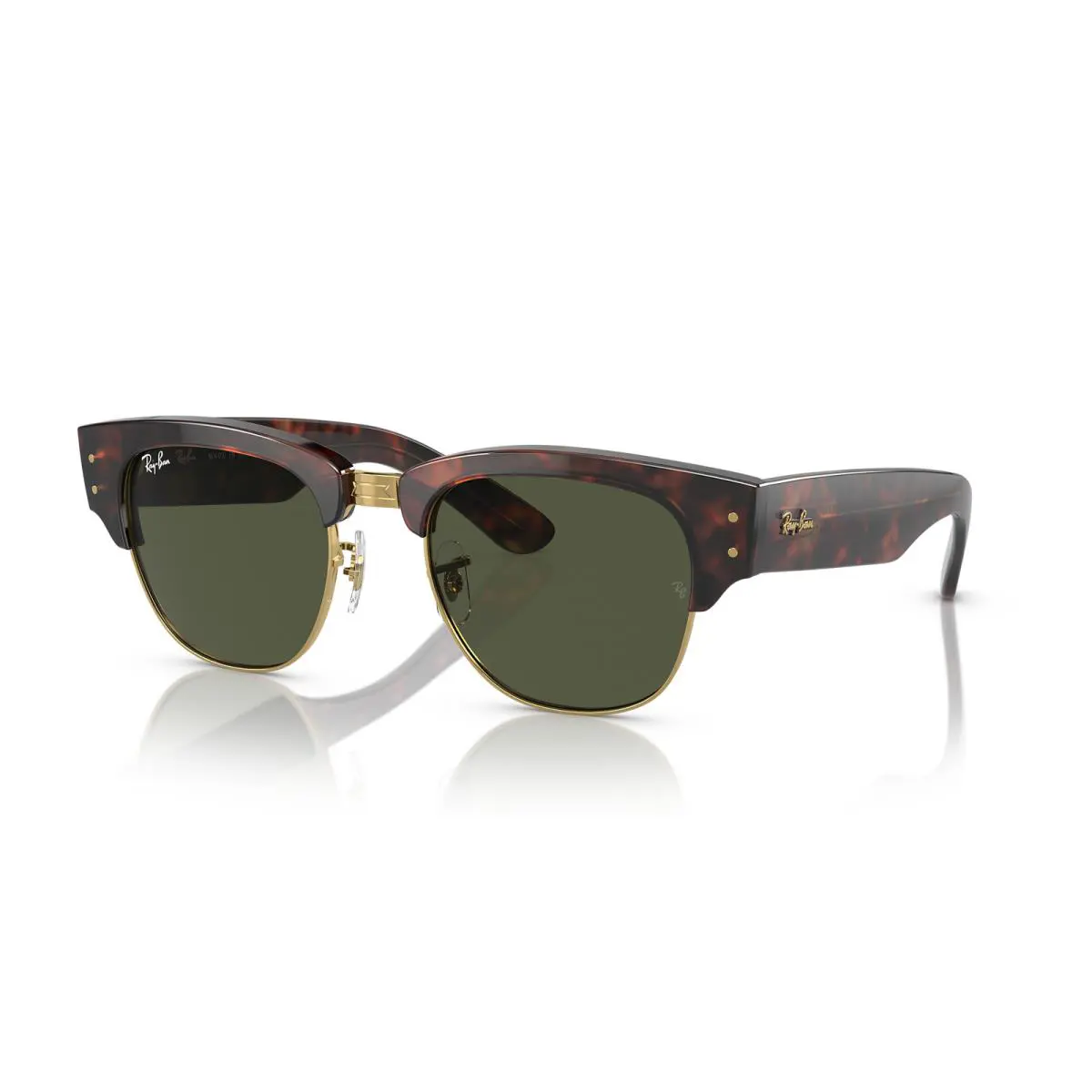 Ray-ban Mega Clubmaster Tortoise On Gold/green Classic G-15 53 mm Sunglasses