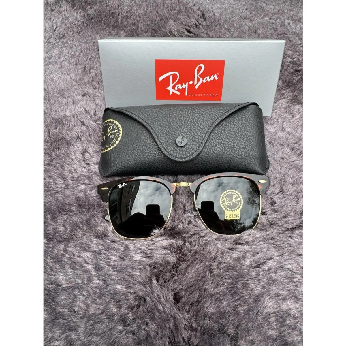 Ray-ban Clubmaster RB3016 Tortoise /G-15 Green Large 55mm Sunglasses by Ray-Ban